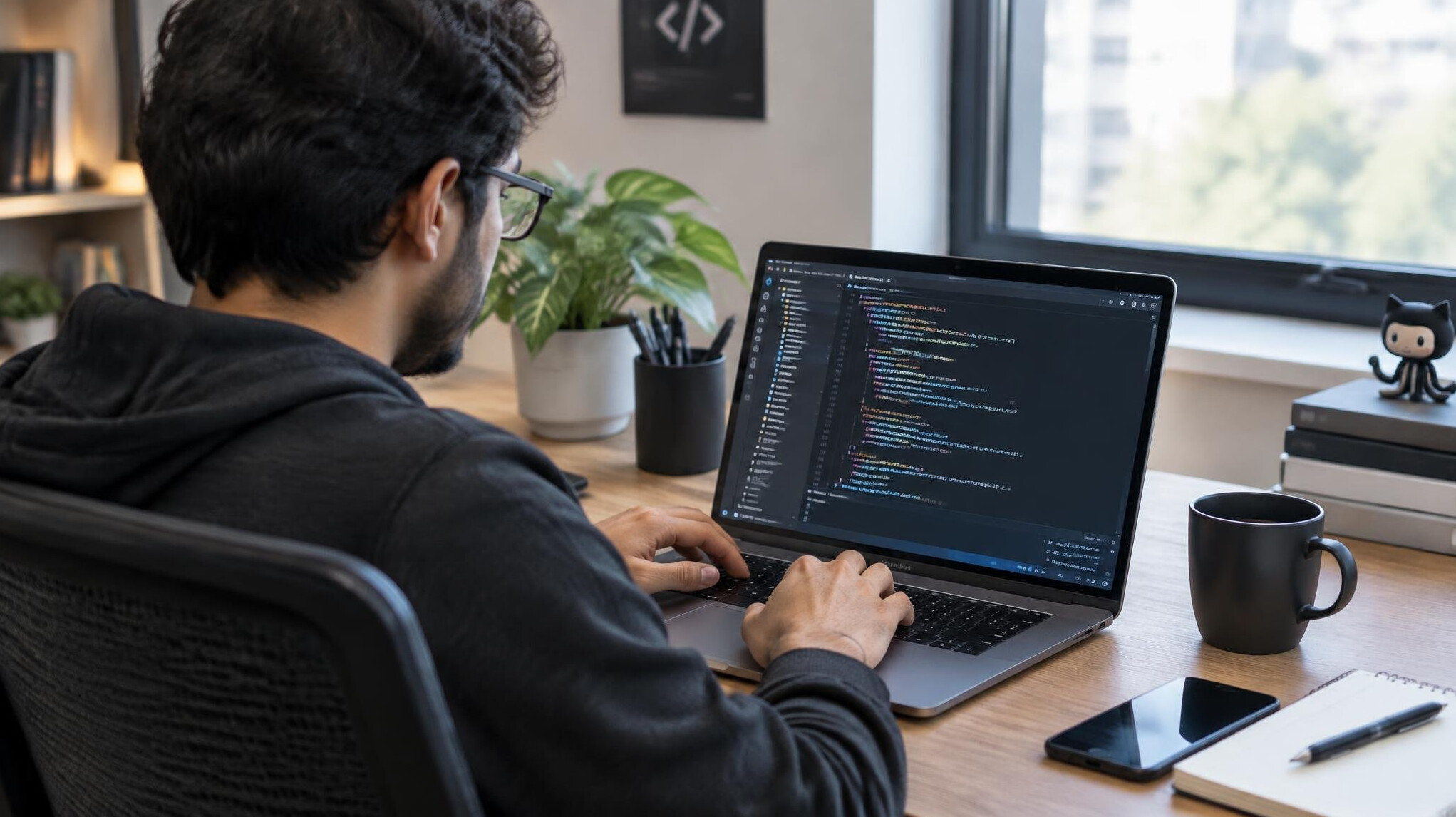 programmer working on laptop